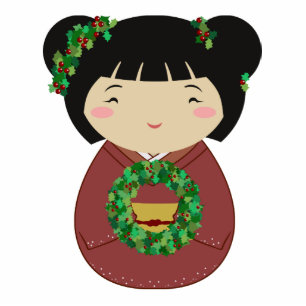 Kokeshi Christmas Wreath Cutout