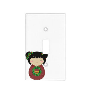 Kokeshi Christmas Wreath Light Switch Cover