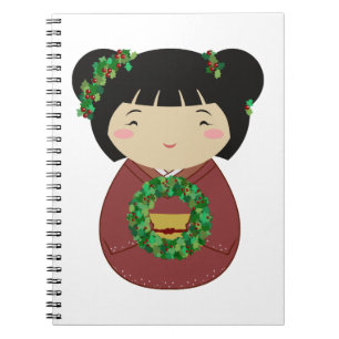 Kokeshi Christmas Wreath Notebook