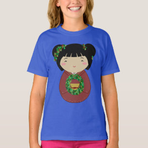 Kokeshi Christmas Wreath T-Shirt