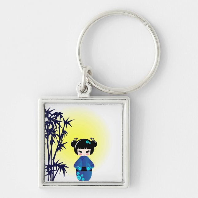 Kokeshi doll and bamboo keychain (Front)