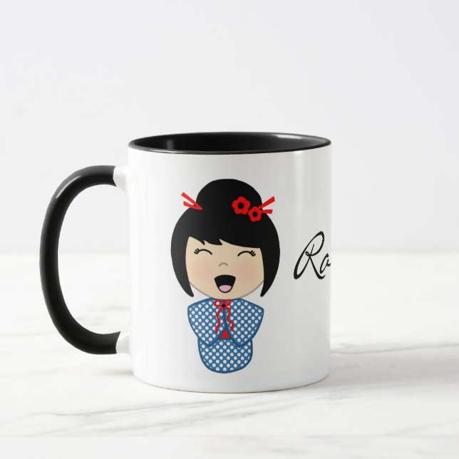 Kokeshi Doll Black 11 oz Combo Mug (Left)