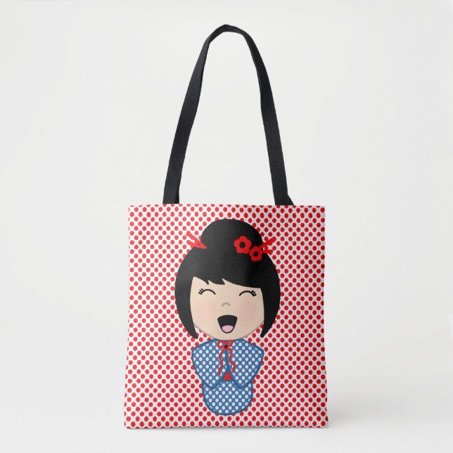 Kokeshi Doll Blue  Tote Bag (Front)