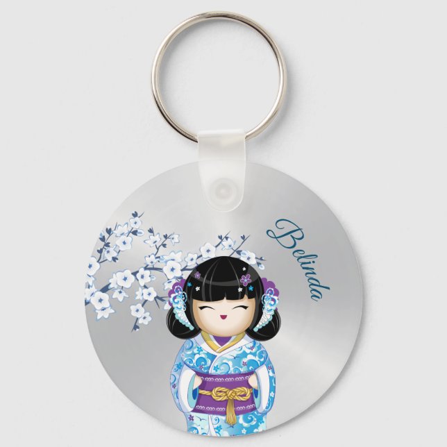 Kokeshi Doll Cherry Blossom Girl´s Name  Keychain (Front)