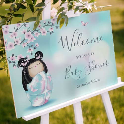 Kokeshi Doll Cherry Blossoms Baby Shower  Foam Board