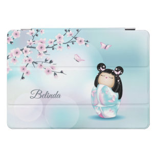 Kokeshi Doll Cherry Pink Turquoise Name  iPad Pro Cover