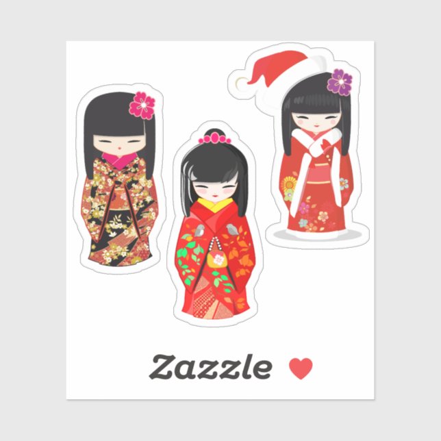 Kokeshi Doll Collection Sticker (Sheet)