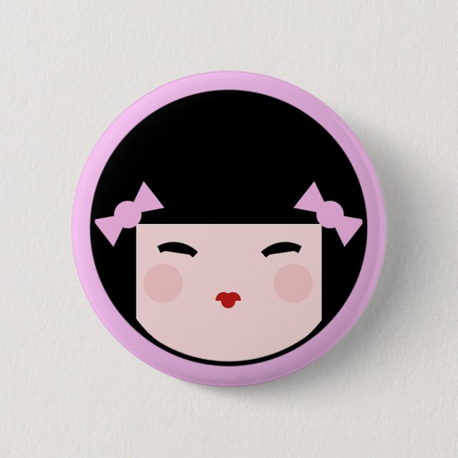 Kokeshi Doll Face Button Badges (Front)