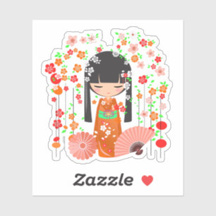 Kokeshi Doll Garden Sticker