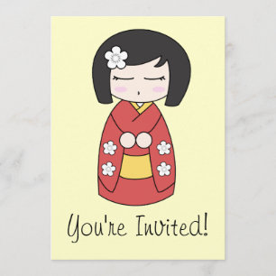 Kokeshi Doll Invitation