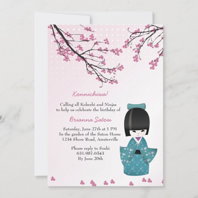 Kokeshi Doll Invitation (Front)