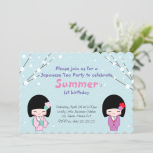Kokeshi Doll Japanese Tea Party Invitation
