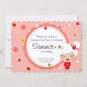 Kokeshi Doll Japanese Tea Party Invitation