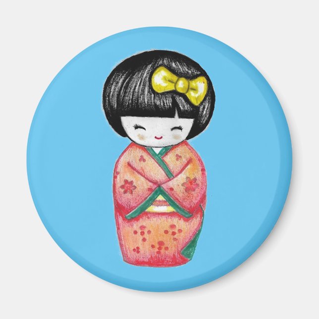 Kokeshi Doll - Kimono Geisha Girl Magnet (Front)