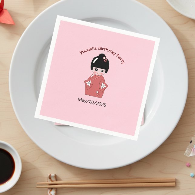 Kokeshi  Doll   - personalized birthday Napkins (Creator Uploaded)