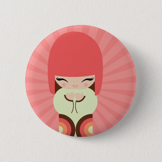 kokeshi doll pinback button (Front)