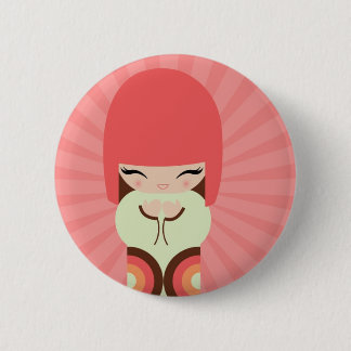 kokeshi doll pinback button