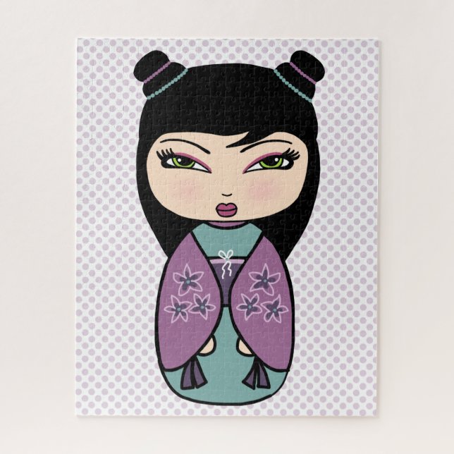 Kokeshi Doll Purple Puzzle (Vertical)