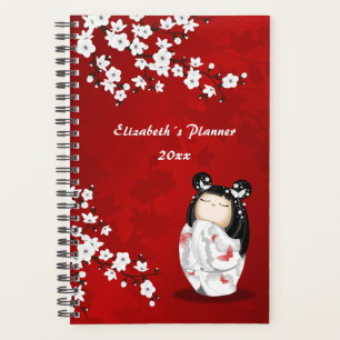 Kokeshi Doll Red White Cherry Blossom Your Name Planner