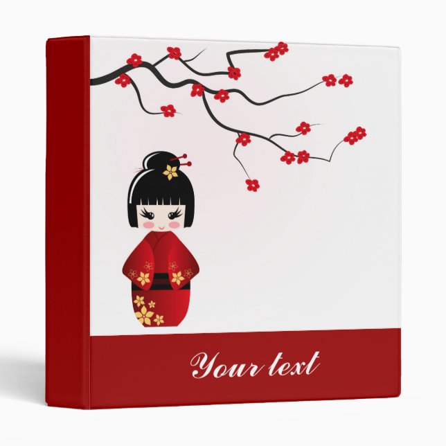 Kokeshi doll under sakura branch binder (Front/Spine)