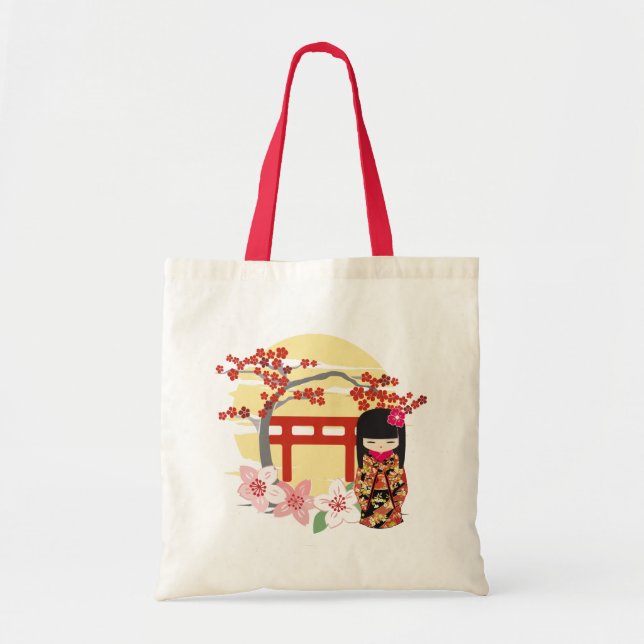 Kokeshi Doll Zen Art Tote Bag (Front)