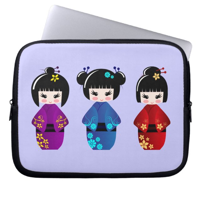 Kokeshi dolls laptop sleeve (Front)
