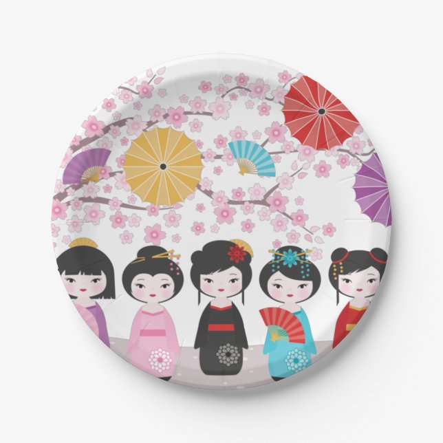 Kokeshi Dolls Paper Plates (Front)