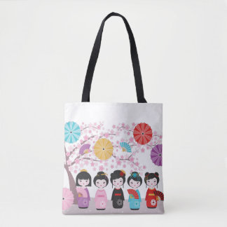 Kokeshi Dolls Tote Bag