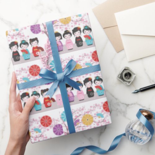 Kokeshi Dolls Wrapping Paper
