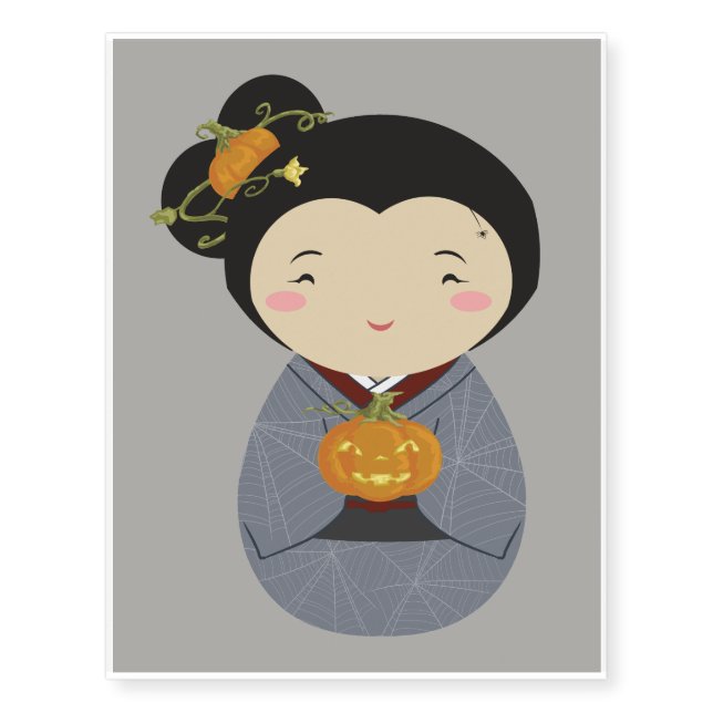 Kokeshi Halloween Temporary Tattoos (Front)