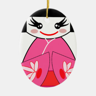 Kokeshi Japan Ceramic Ornament
