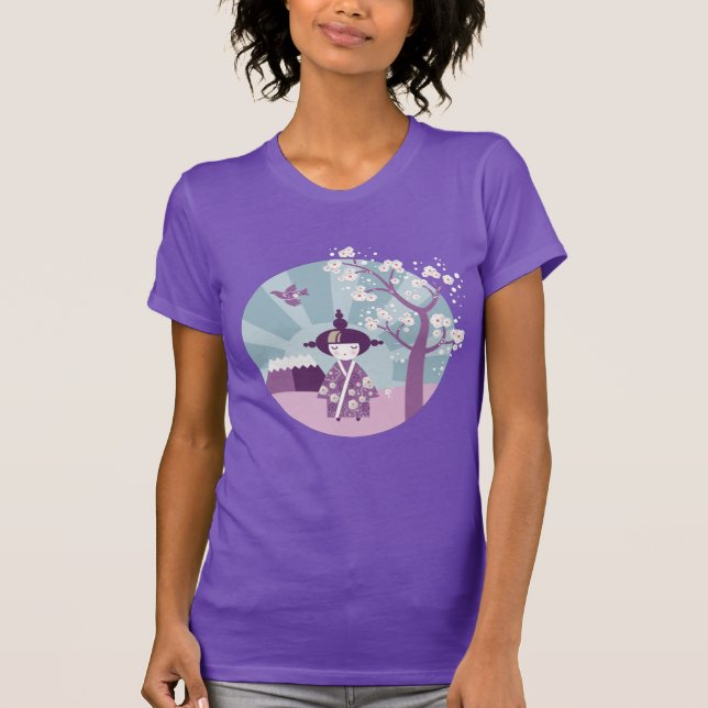 Kokeshi - Japanese Doll - Pastel Purple T-Shirt (Front)