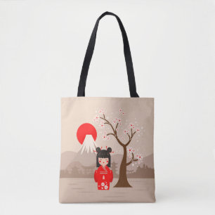 Kokeshi - Japanese Doll Tote Bag
