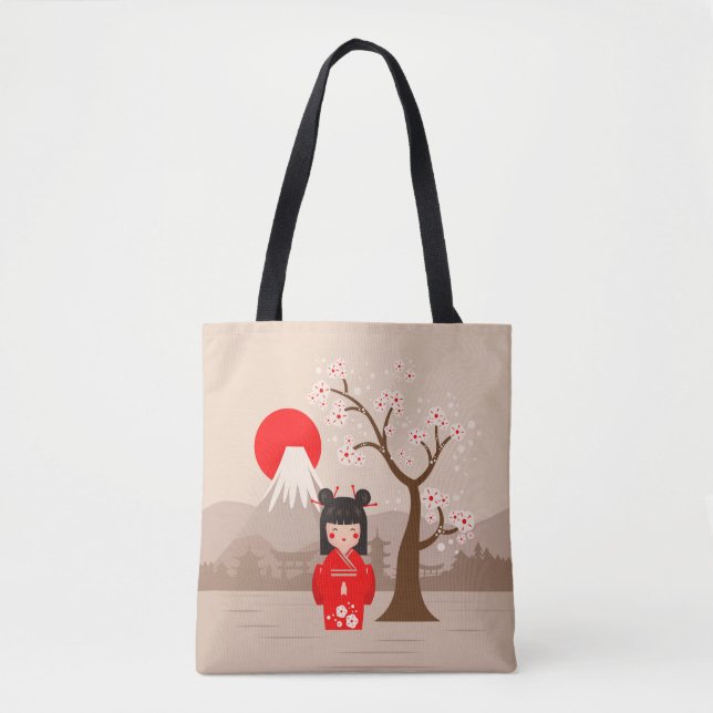 Kokeshi - Japanese Doll Tote Bag (Front)