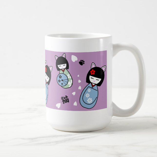 Kokeshi Kitty Ceramic Mug (Right)