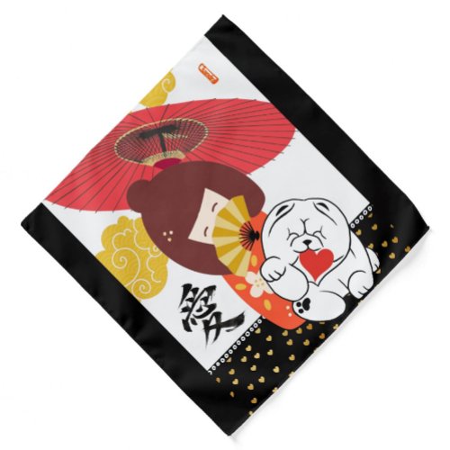 KOKESHI LOVE  Chow dog furoshiki valentine Bandana