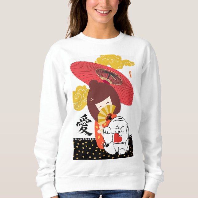 KOKESHI LOVE  Chow dog furoshiki valentine Sweatshirt (Front)