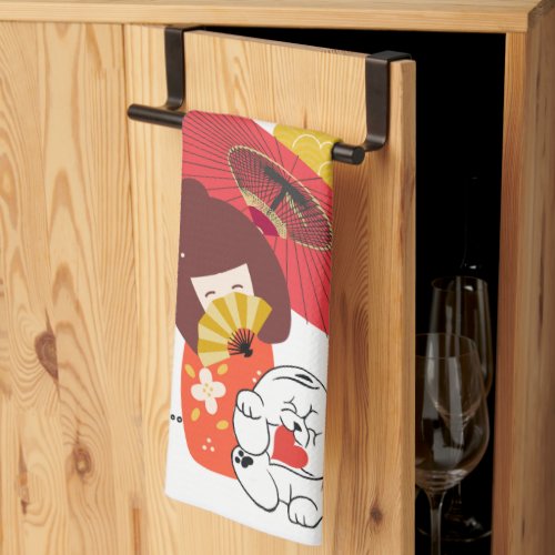 KOKESHI LOVE  Chow dog heart Kitchen Towels