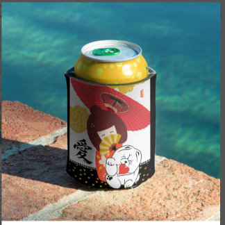 KOKESHI LOVE  Chow dog heart Kitchen Towels Can Cooler