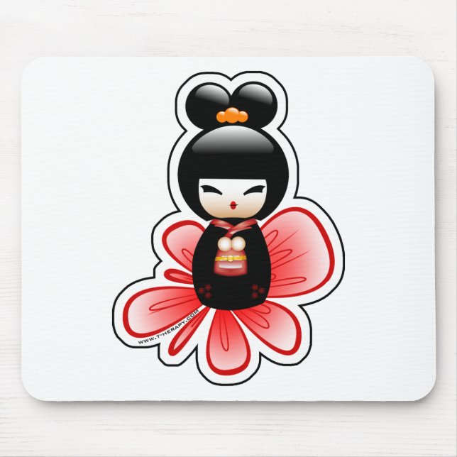 kokeshi-mickey-sfondo-t mouse pad (Front)
