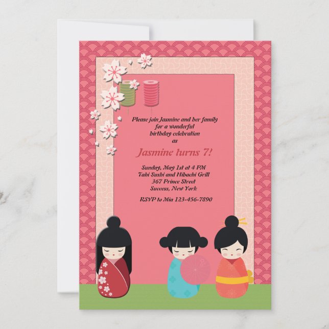 Kokeshi Playmates Invitation (Front)