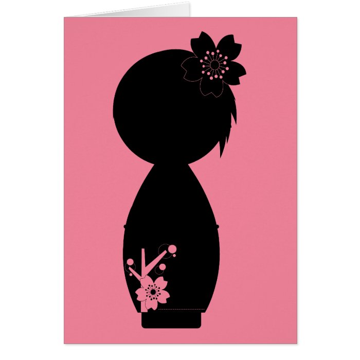 Kokeshi Sakura Silhouette Note Card