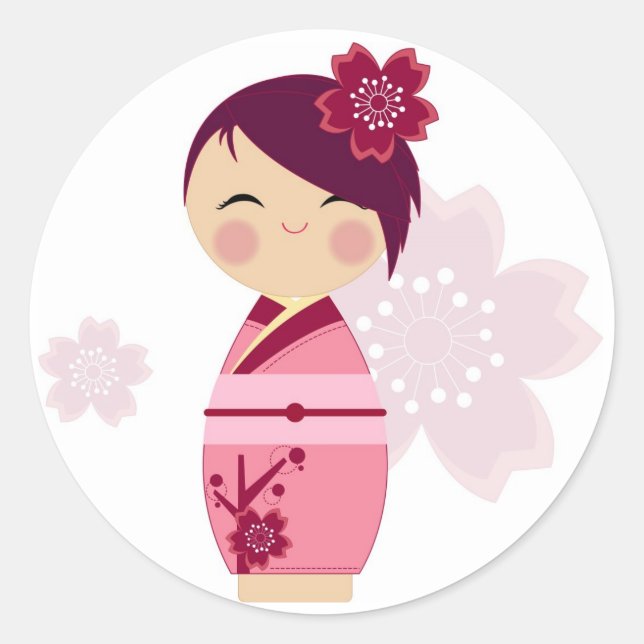 Kokeshi Sakura Sticker (Front)