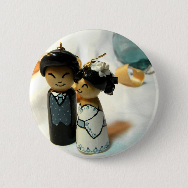 Kokeshi Wedding I Pinback Button (Front)