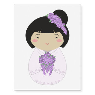 Kokeshi Wisteria Bride Temporary Tattoos