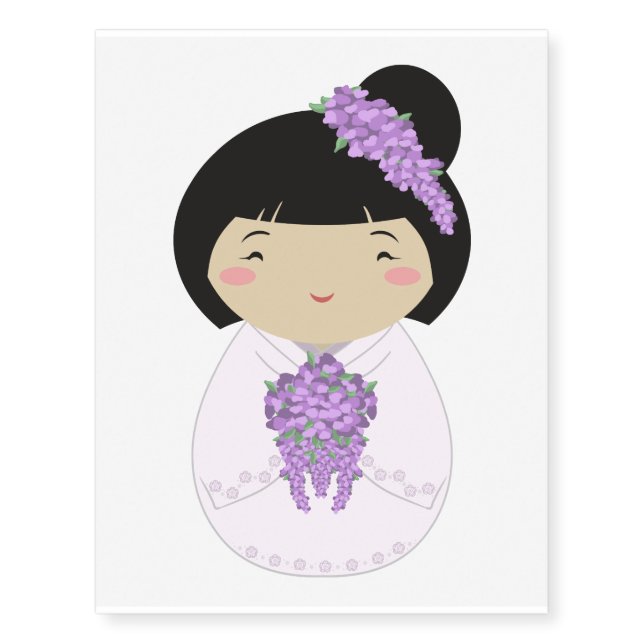 Kokeshi Wisteria Bride Temporary Tattoos (Front)