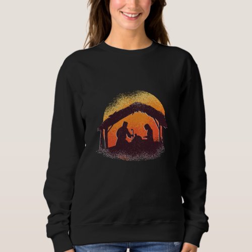 Kokeshis Nativity Scene _ Merry Christmas Sweatshirt