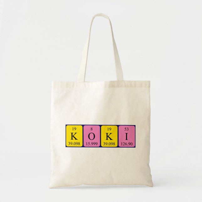 Koki periodic table name tote bag (Front)
