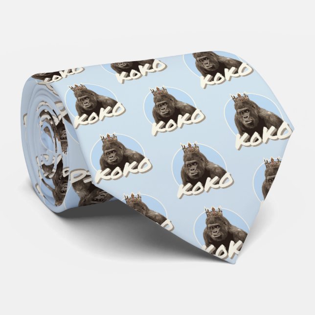 Koko The Gorilla Wearing Crown Neck Tie (Rolled)