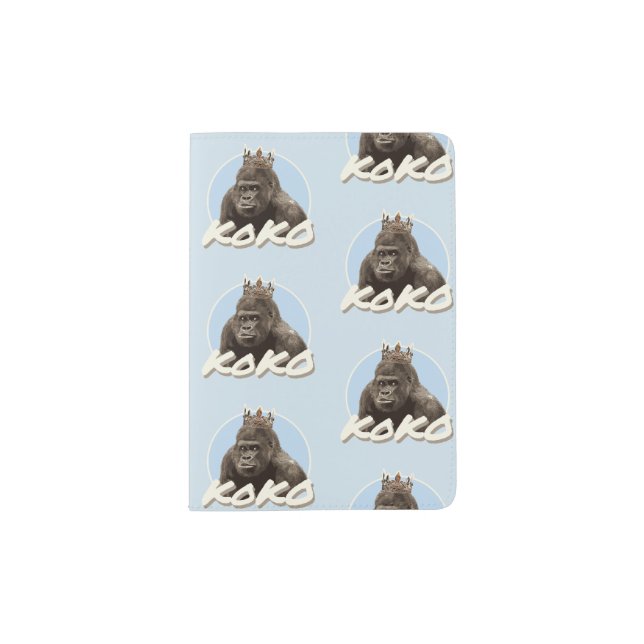 Koko The Gorilla Wearing Crown Passport Holder (Front)